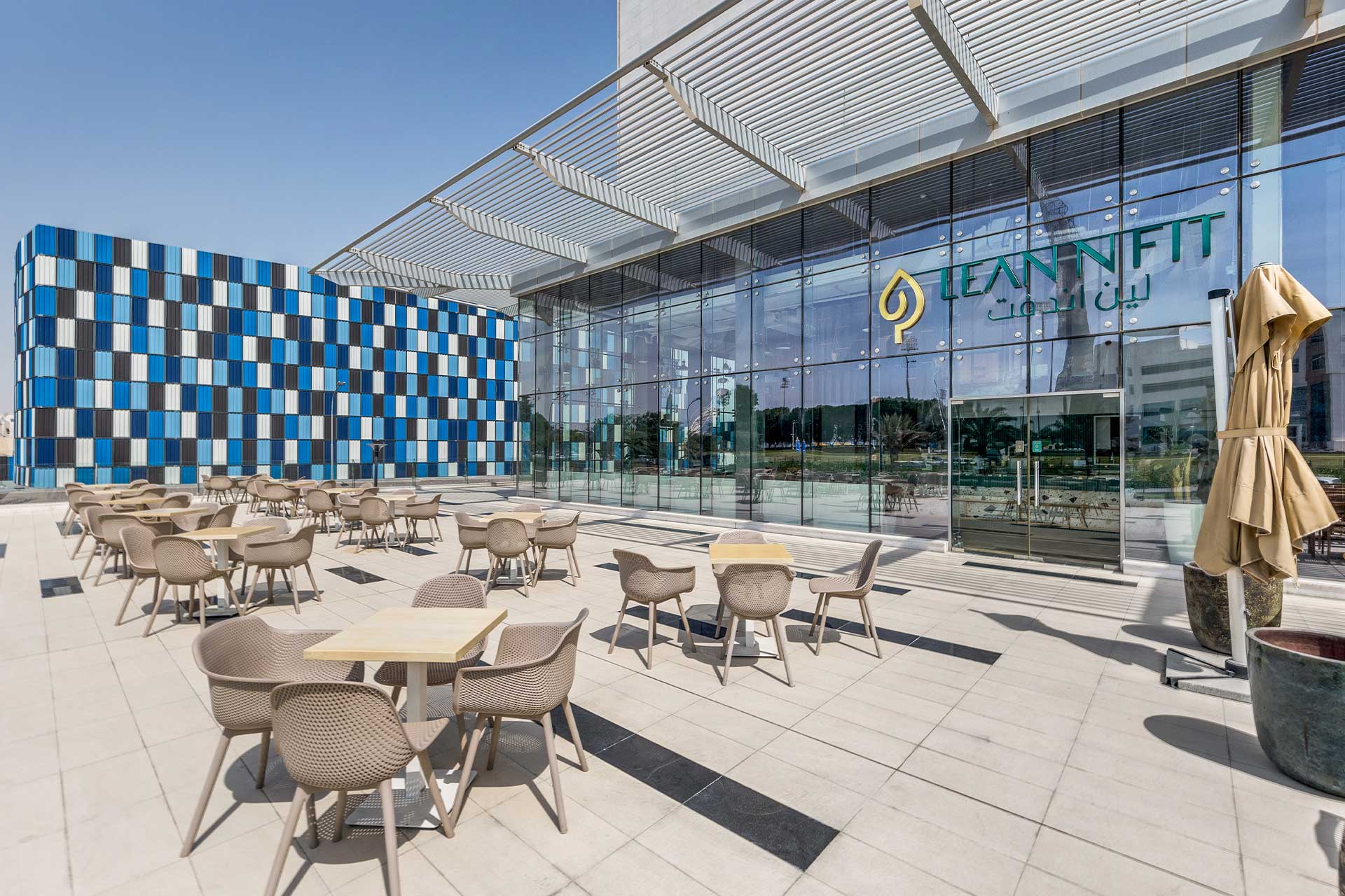 Exterior of Lean N Fit Restaurant Qatar